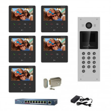 Videointerfon IP Hikvision 5 familii, 5 monitoare 4.3 inch