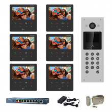 Videointerfon IP Hikvision 6 familii, 6 monitoare 4.3 inch