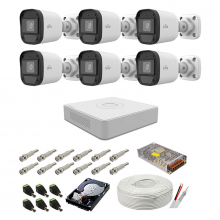 Sistem supraveghere complet audio-video UNV, 2MP, 6 camere, IR 20m