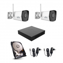 Sistem supraveghere WIFI audio-video UNV, 2MP, 2 camere IP wireless, IR 30m