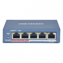 Switch 4 porturi 100 Mb PoE, 1 port uplink RJ45 100 Mb, SMART Management - HIKVISION DS-3E1105P-EI-M