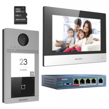 KIT videointerfon IP pentru o familie, Wi-Fi 2.4Ghz, monitor 7 inch - HIKVISION DS-KIS604-S