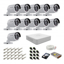 Kit supraveghere complet Hikvision, 2MP, 11 camere, IR 20m