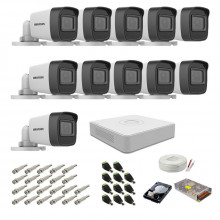 Kit supraveghere complet Hikvision, 2MP, 11 camere, IR 20m