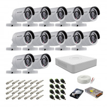 Kit supraveghere complet Hikvision, 2MP, 12 camere, IR 20m