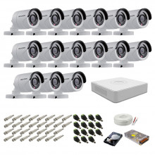 Kit supraveghere complet Hikvision, 2MP, 15 camere, IR 20m