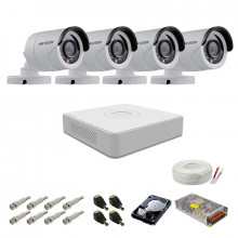 Kit supraveghere complet Hikvision, 2MP, 4 camere, IR 20m