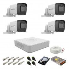 Kit supraveghere complet Hikvision, 2MP, 4 camere, IR 20m