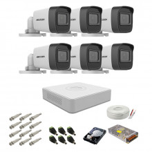 Sistem supraveghere complet Hikvision, 2MP, 6 camere, IR 20m