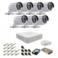 Kit supraveghere complet Hikvision, 2MP, 7 camere, IR 20m