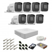 Kit supraveghere complet Hikvision, 2MP, 7 camere, IR 20m