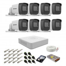 Kit supraveghere complet Hikvision, 2MP, 8 camere, IR 20m