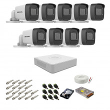 Kit supraveghere complet Hikvision, 2MP, 9 camere, IR 20m