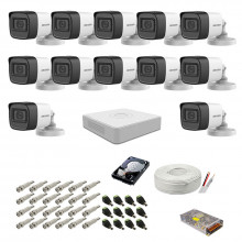 Kit supraveghere complet Hikvision, 2MP, 12 camere audio-video, IR 30m