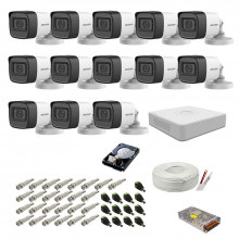 Kit supraveghere complet Hikvision, 2MP, 13 camere audio-video, IR 30m