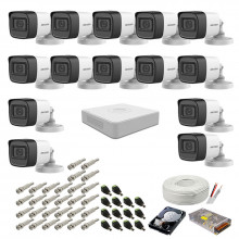 Kit supraveghere complet Hikvision, 2MP, 14 camere audio-video, IR 30m