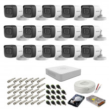 Kit supraveghere complet Hikvision, 2MP, 15 camere audio-video, IR 30m