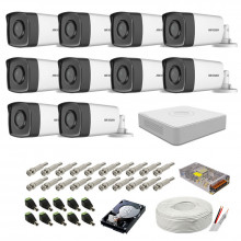 Kit supraveghere complet Hikvision, 2MP, 10 camere, IR 40m