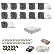 Kit supraveghere complet Hikvision, 2MP, 11 camere , IR 80m