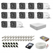 Kit supraveghere complet Hikvision, 2MP, 12 camere , IR 80m