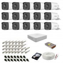 Kit supraveghere complet Hikvision, 2MP, 15 camere , IR 80m