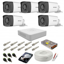 Sistem de supraveghere complet Hikvision, 2MP, 5 camere , IR 80m