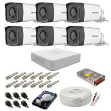 Kit supraveghere complet Hikvision, 2MP, 6 camere , IR 80m