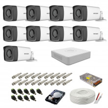 Kit supraveghere complet Hikvision, 2MP, 9 camere , IR 80m