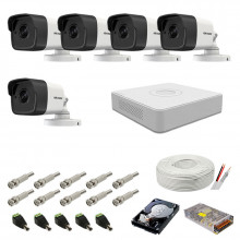 Kit supraveghere complet Hikvision, 5MP, 5 camere , IR 20m