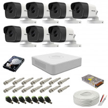 Kit supraveghere complet Hikvision, 5MP, 7 camere , IR 20m