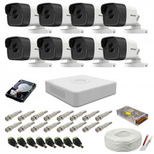 Kit supraveghere complet Hikvision, 5MP, 8 camere , IR 20m