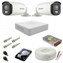 Sistem camere supraveghere Color VU Hikvision, 5MP, 2 camere , WL 40m, color noaptea