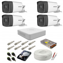 Sistem camere supraveghere audio-video Hikvision, 5MP, 4 camere , IR 40m 	