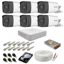 Kit supraveghere complet Hikvision, 5MP, 6 camere , IR 40m