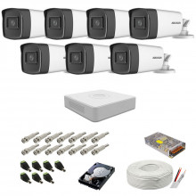 Sistem de supraveghere complet Hikvision, 5MP, 7 camere , IR 40m 	