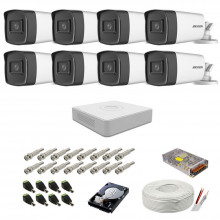 Sistem de supraveghere complet Hikvision, 5MP, 8 camere , IR 80m