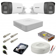 Sistem camere supraveghere audio-video Hikvision 3K Dual Light, 5MP, 2 camere, IR 40m, WL 40m