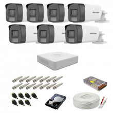 Sistem camere supraveghere audio-video Hikvision 3K Dual Light, 5MP, 7 camere, IR 40m, WL 40m