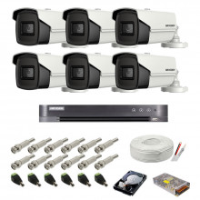 Sistem de supraveghere complet Hikvision, 8MP, 6 camere , IR 60m